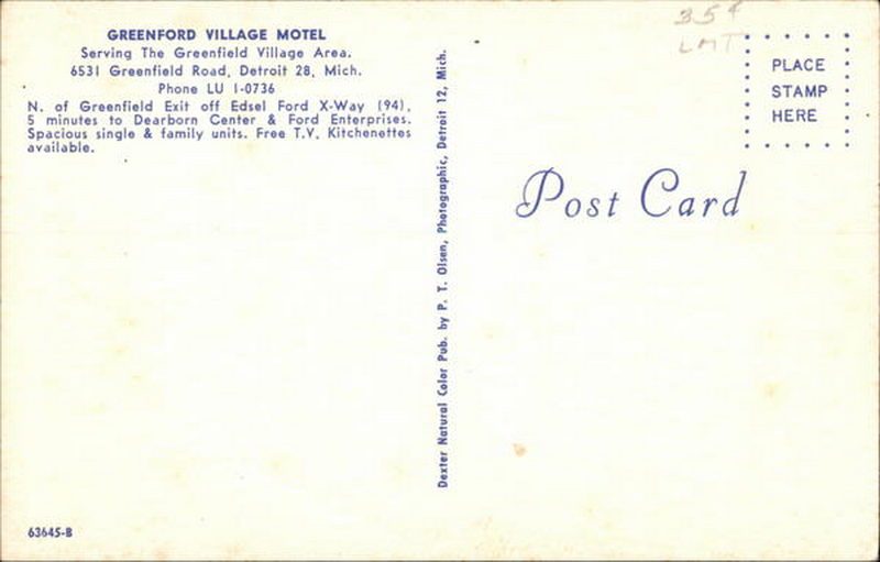 Greenford Village Motel - Vintage Postcard